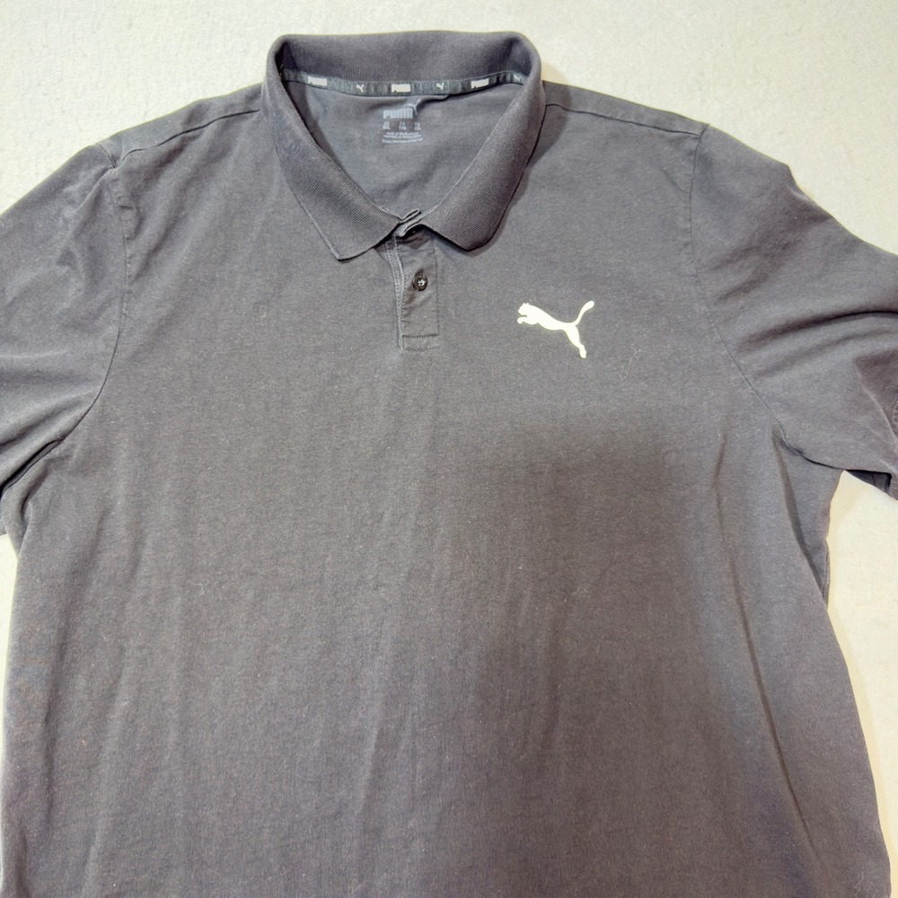 Puma Polo Shirt Mens‎ XXL Black Excellent Short Sleeve Logo Cotton Blend